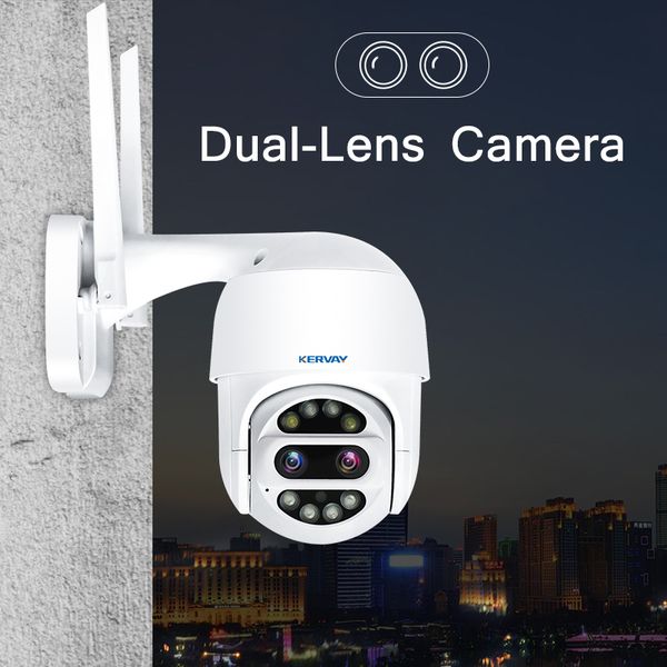 

dual lens 1080p auto tracking ptz wifi ip camera outdoor alarm cctv home security camera 2mp 3.5x optical zoom speed dome