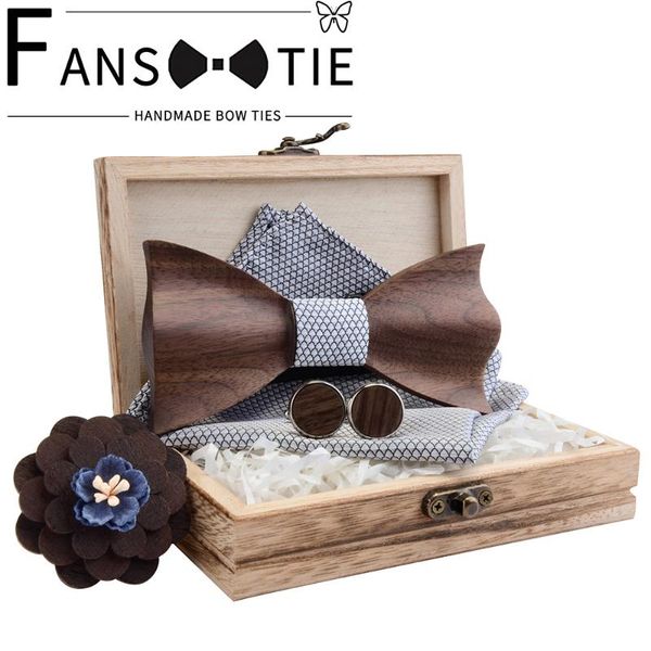 

plaid adjustable 3d wooden bow tie silk handkerchief cufflinks brooch set for men 2020 pocket square wedding bowtie and wood box, Blue;purple