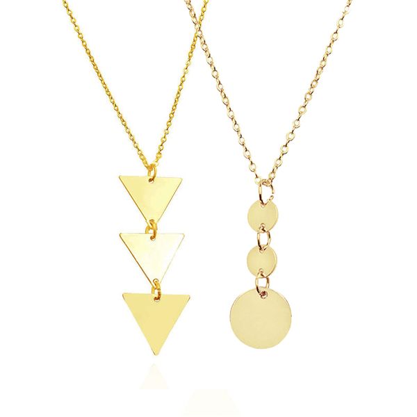 

2020 new long geometric necklace choker cloth decoration triangle round necklace for women girls party jewelry gifts, Silver