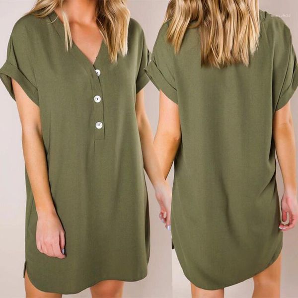 

style solid color v neck short sleeved knee length dresses womens casual clothing womens designer summer dresses casual hot, Black;gray