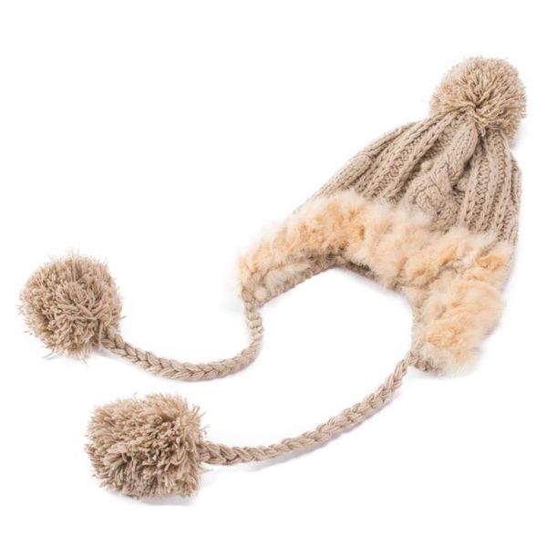 

knitted wool real pompon hat winter women beanies hats kullies casual cap a018, Blue;gray