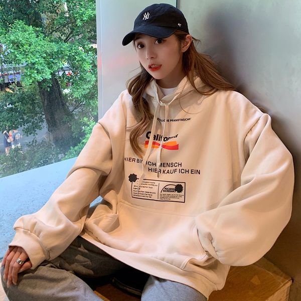 

thick hooded sweater women's autumn and sweater coatwinter loose korean style bf lazy style velvet thickened trendy ins coat winter coa, Black