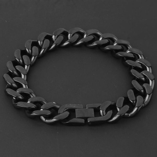 

black color stainless steel curb cuban link chain 7-11 inches choose bracelet bangle for male cuff jewelry