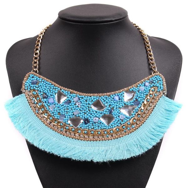 

2020 fashion gold color chain colorful acrylic bead choker collar statement chunky big new design necklaces pendants for women, Silver