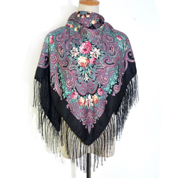 

scarves [faithink] fashion women cotton square wrap scarf shawl russian lady gift tassel winter floral solid foulard, Blue;gray
