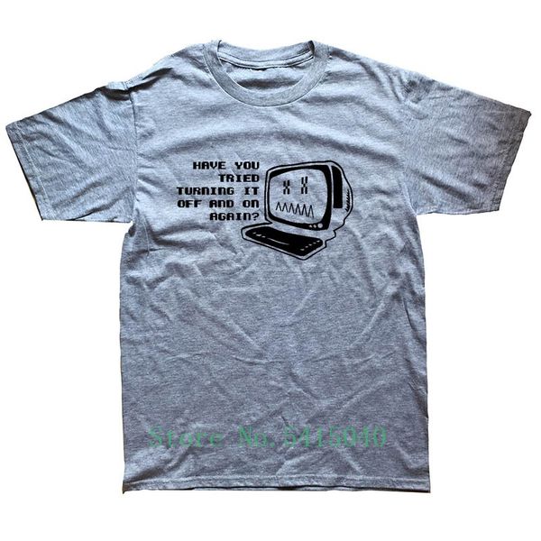 

summer it computer programmer geek have you tried turning it off t-shirts man round collar short sleeved t shirts