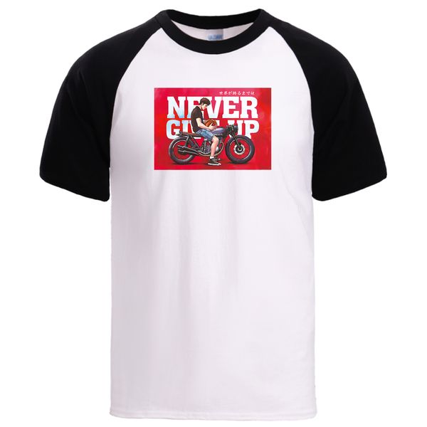 

письмо никогда не сдавайтесь slam tshirts mens лето с коротким рукавом реглан футболки 2020 людей марка 100% хлопок топами спортивной black