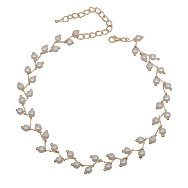 

chokers pearl clavicle chain women's neck strap simple short crystal necklace net ornament, Golden;silver