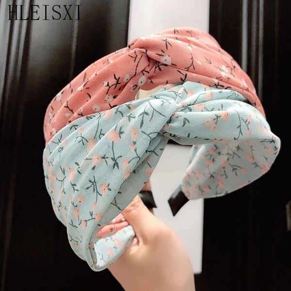 

hair accessories fabric printing chiffon headband women's hairband casual flower double hook knotting girls hoop lady