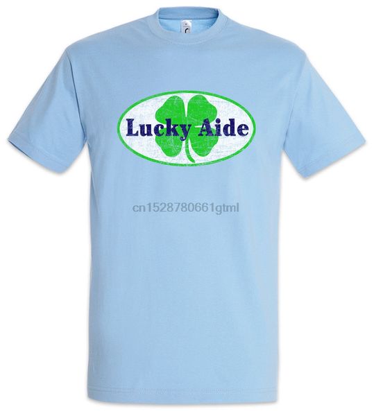 

lucky aide t-shirt malcolm symbol company sign logo in the middle supermarket