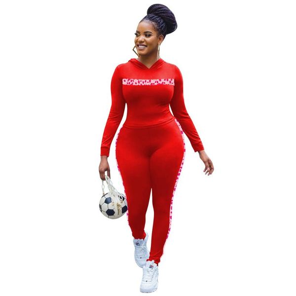 

colors leopard patchwork sportswear hoodies two piece set women autumn hooded and pants matching set bodycon female outfits, Gray