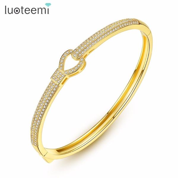 

luoteemi bangles copper cz keychain shape hollow charm fashion jewelry for women girl party prom anniversary gift wife, Black