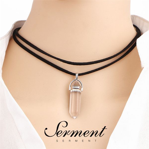 

pendant necklaces serment european fashion hexagon crystal necklace sweater silvered color jewelry accessories, Silver