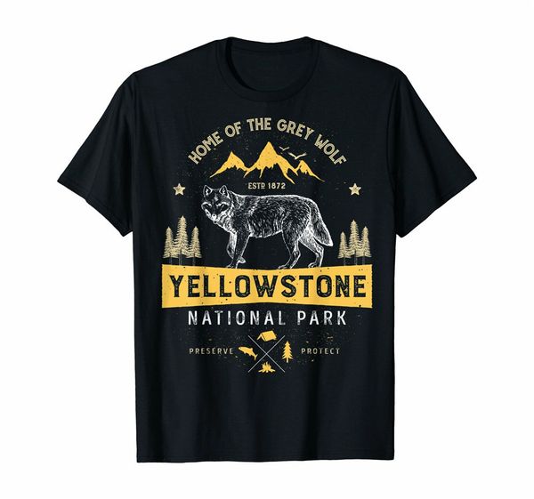 

yellowstone national park t shirt us wolf vintage men women large size tee shirt