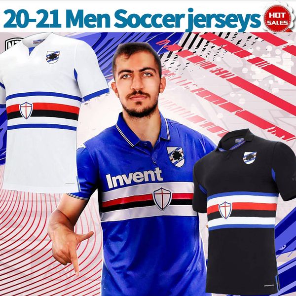 

2020 2021 sampdoria soccer jersey home blue 20/21 away white soccer shirts customized 3rd black football uniforms, Black;yellow