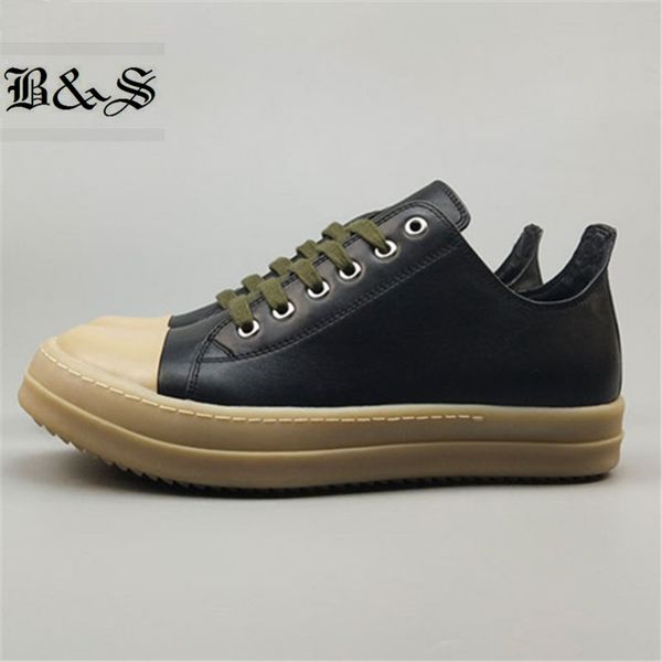 

black& street 19 ss genuine leather cow muscle sole gum outsole luxury casual ankle boots lace up trainer flat shoes