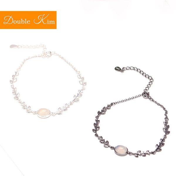 

link, chain simple stone bracelet copper material inlaid natural jewel silver color trendy bracelets fashion women jewelry birthday gift, Black