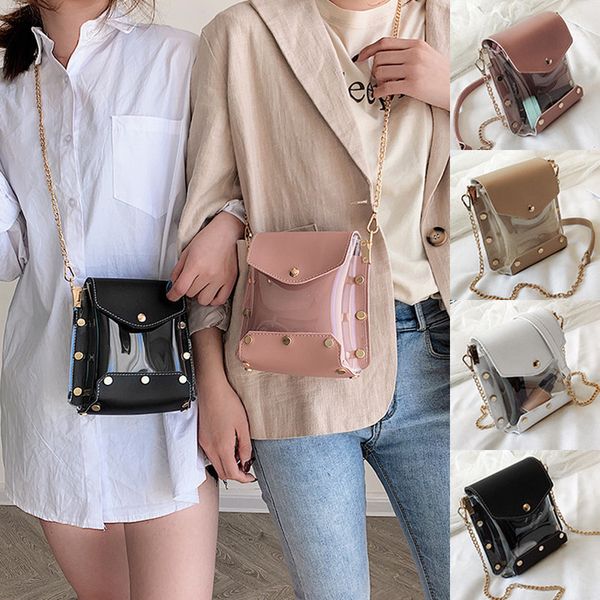 

женской transparent clear rivet сумка малой сумка кошелек crossbody сумка