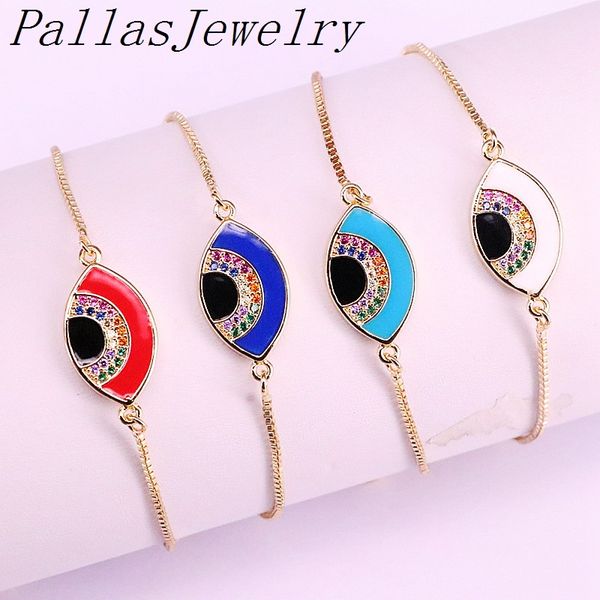 

10шт мода micro pave cz циркон красочный эмаль глаза разъем браслет, Black