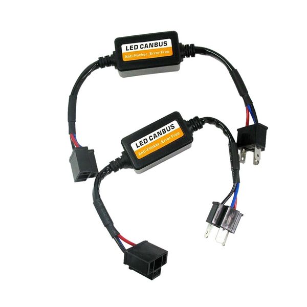 

2pcs car h4 2 9003 warning error decoder canceller capacitor anti-flicker led canbus headlight harness
