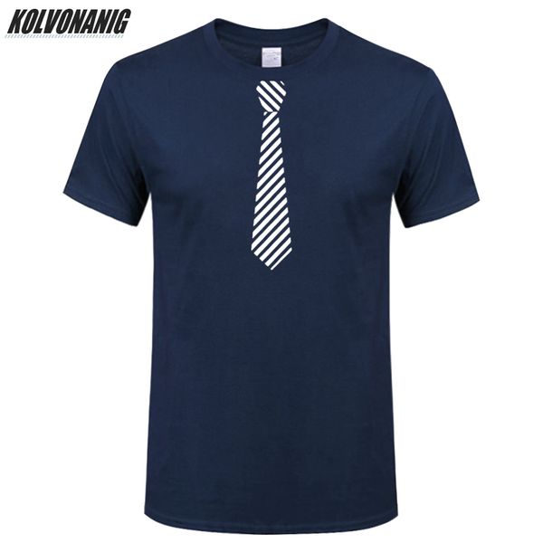 

funny fake suit tie printed men's t-shirt office workers tie design t shirts pure cotton short-sleeve streetwear tees