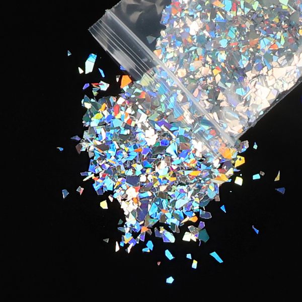 

nail art decorations 10g/bag holographic irregular sequins glitter flakes sparkly 3d colorful gold foil diy decoration, Silver;gold