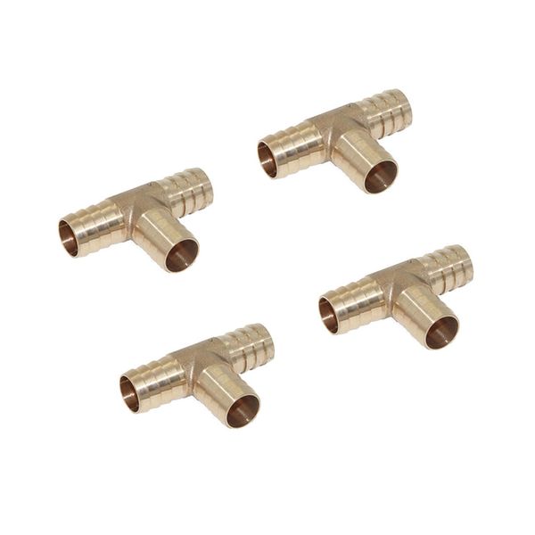 

4x brass t piece adapter 3-way tee joiner water fuel air hose tube connector