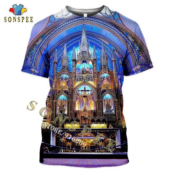 

church building summer 3d print shirts funny funny comics men clothing