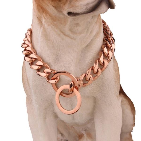 

10/12/15/17/19mm charming 316l stainless steel rose gold tone curb cuban dog link chain pet collar choker necklace 12"-34" huge, Silver