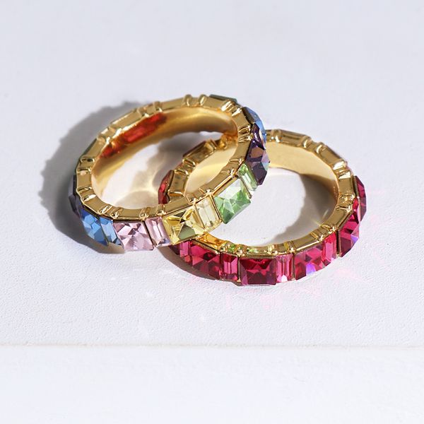 

rainbow baguette cubic zirconia cz gold filled engagement band ring for women usa selling drop shipping female jewelry, Golden;silver