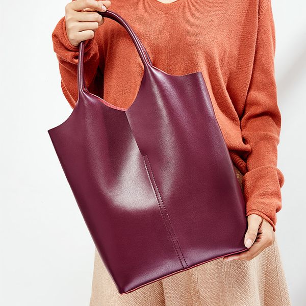 

2020 genuine leather women's tote bag handbag fashion new european fashion leather shoulder bag