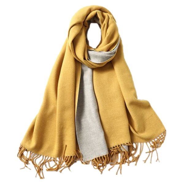 

cashmere scarf ladies shawl scarf blanket solid color double-sided thin soft yellow, Blue;gray