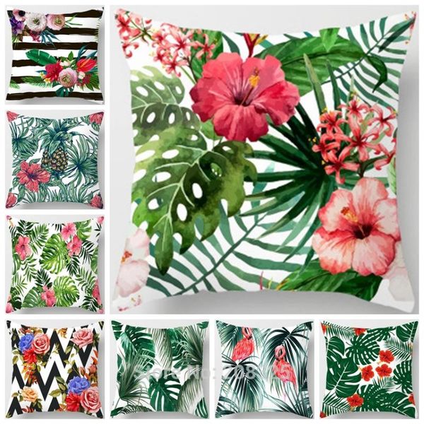 

cushion/decorative pillow zengia flower cushion cover 45*45cm polyester tropical leaves decorative pillows for sofa throw pillowcase