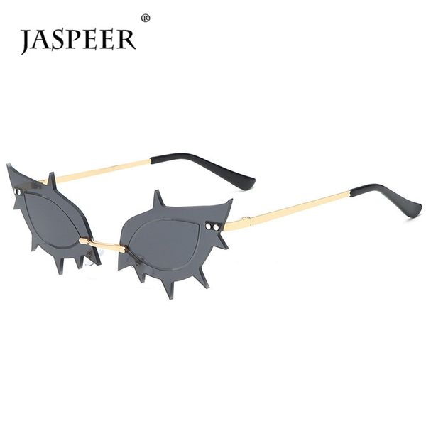 

jaspeer steampunk rimless sunglasses men women designer punk framless uv400 driving sun glasses men ladies eyewear, White;black