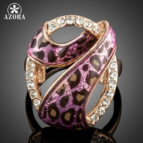 

cluster rings azora individuality rose gold color 7 design with austrian cystal pink leopard tr0162, Golden;silver