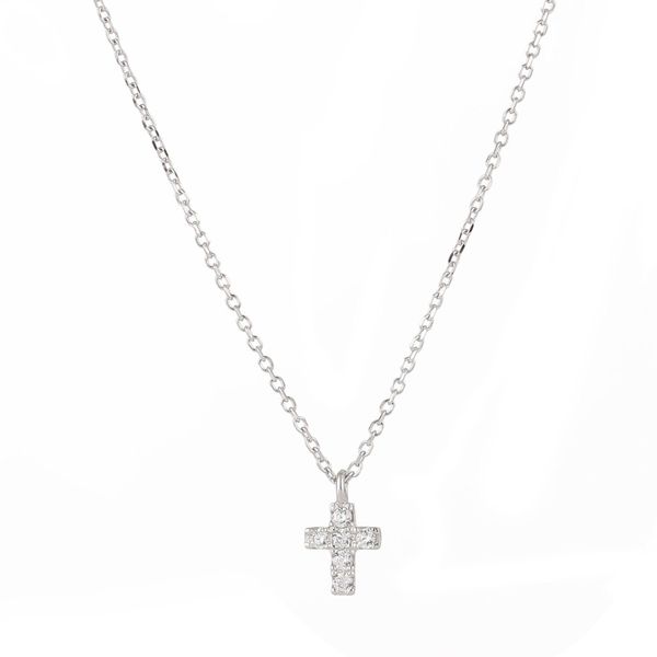 

creative s925 cross necklace sterling silver pendant catholic crucifix compact and elegant temperament fashion collarbone chain, Black