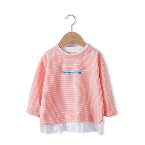 

toddler kids t-shirt baby girl cotton fake two-piece long sleeve t shirt tee shirt clothes baby boy outfit, Blue