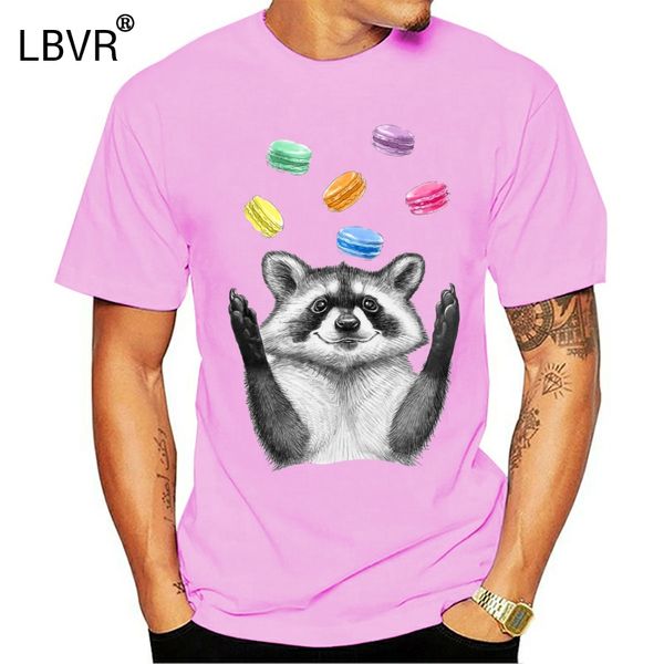 

raccoon macaron colorful tshirt men funny print design short sleeve casual kawaii sweet cartoon ladies harajuku tee shirt femme