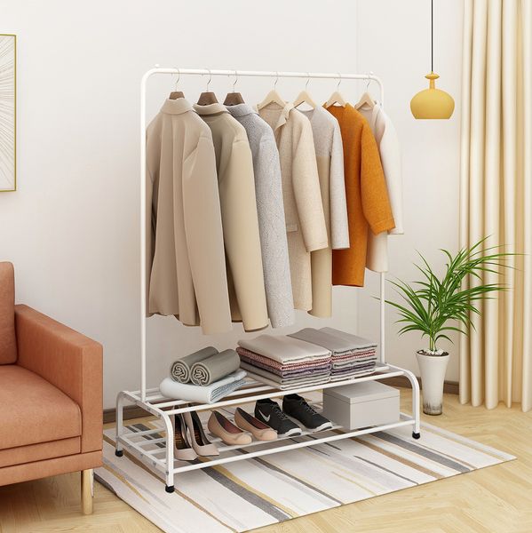 

KEFAIR Metal Clothing Rack with 2-Tier Storage Shelves Heavy Duty Garment Rack Clothes Hanger, White