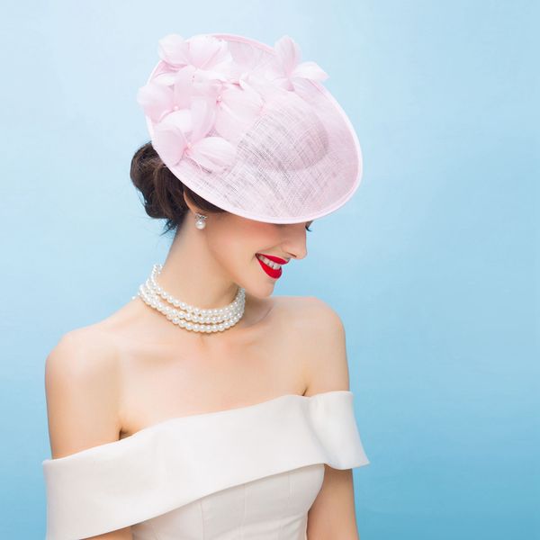 

england pink pillbox hats women elegant flower fedora for ladies wedding dress and fascinator party hat b-8227, Blue;gray
