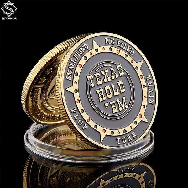 

metal poker chip guard card protector coin craft pair of texas hold turn river big small blind gold plated commemorative badge