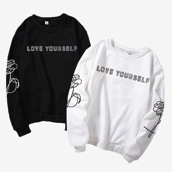 

kpop bangtan boy hoodie sweatshirt harajuku korean clothes love yourself k-pop oversized capless hoodies streetwear clothes, Black