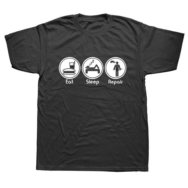 

funny eat sleep fix repair car mechanic t shirts men summer cotton harajuku short sleeve o neck streetwear black t-shirt