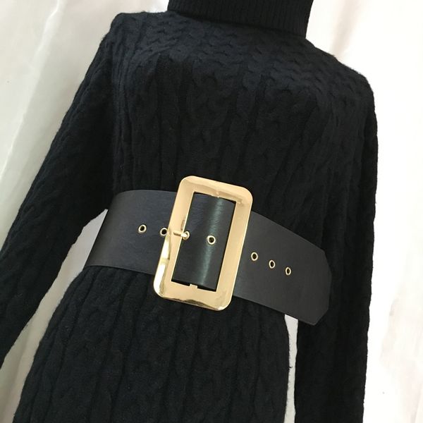 

women waistband european and american retro simple square buckle decorative shows thin wide belt decoration waist show, Black;brown