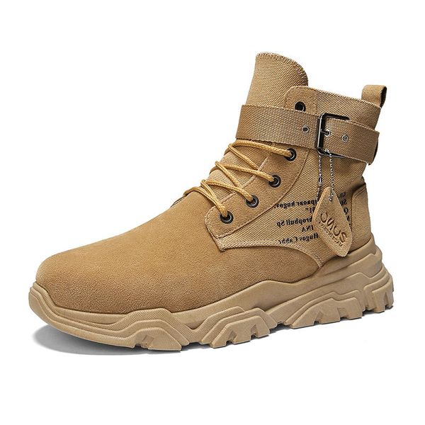 

boots vintage men suede leather western ankle waterproof winter work casual shoes cowboy botas plus size, Black