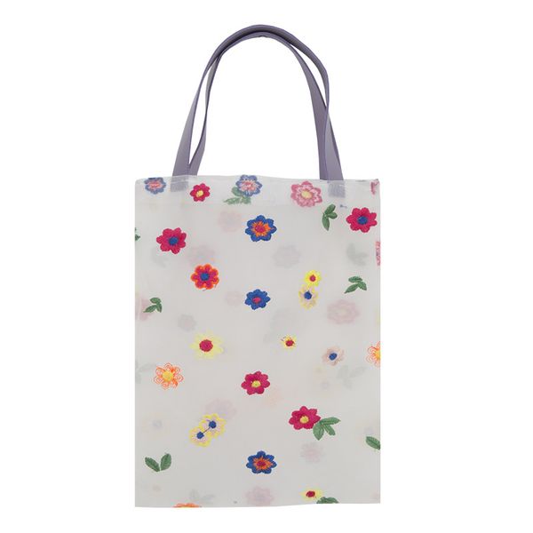 

fashion transparent mesh bag women's luxury handbag summer new original design small flower embroidery shopping bolsa feminina