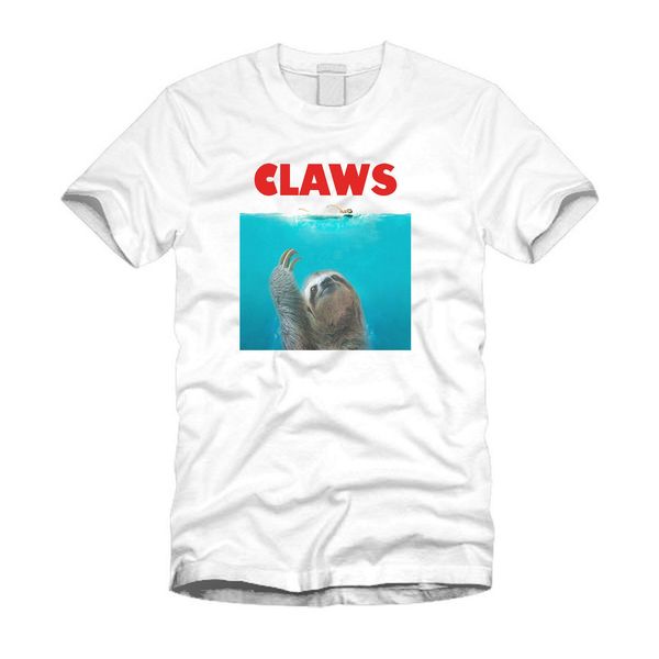 

2019 fashion claws - jaws funny sloth jaws mashup sloth shirt parody cool white t-shirt tee