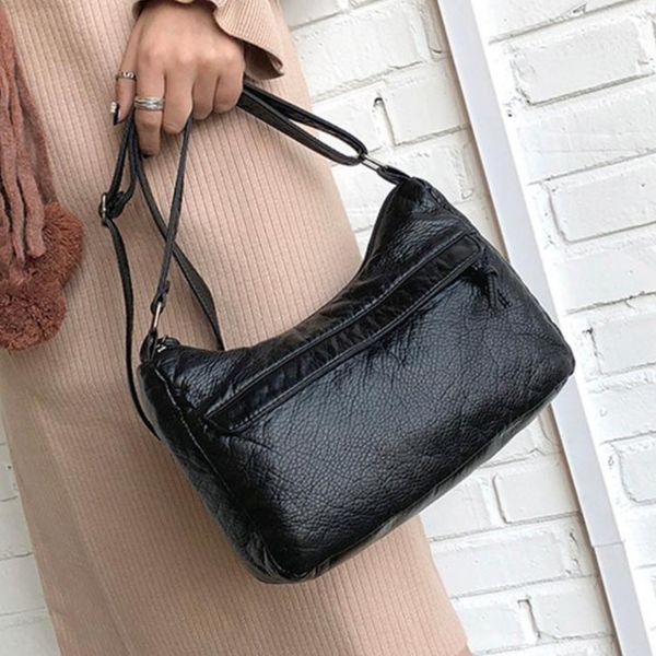 

black handbag women luxury messenger bag soft pu leather shoulder bag fashion ladies crossbody bags female bolsas