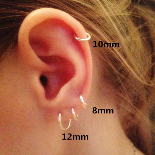 

sterling small circle earrings earrings men and women simple female ear bones buckle glittery, Golden;silver
