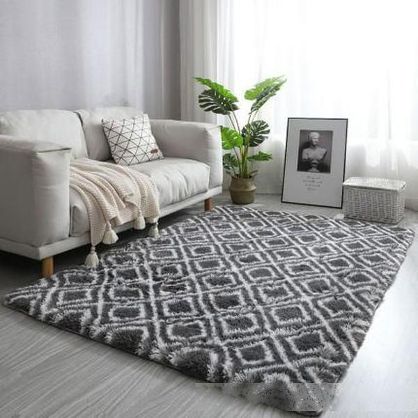 

bedroom carpet nordic ins wind plush rug thickening encryption mat non-slip kitchen rug balcony bay window mat tie dyed carpet